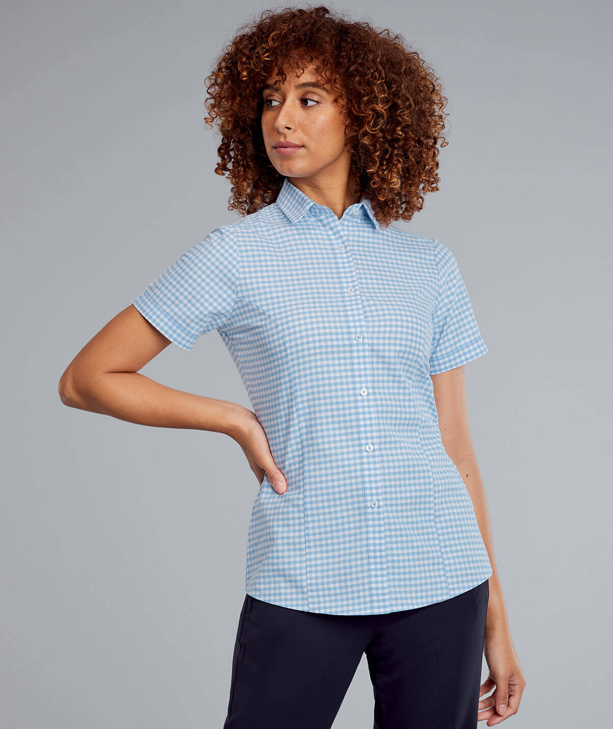 Elsa Checked Oxford Long / Short Sleeve Blouse - Armstrong Aviation ...