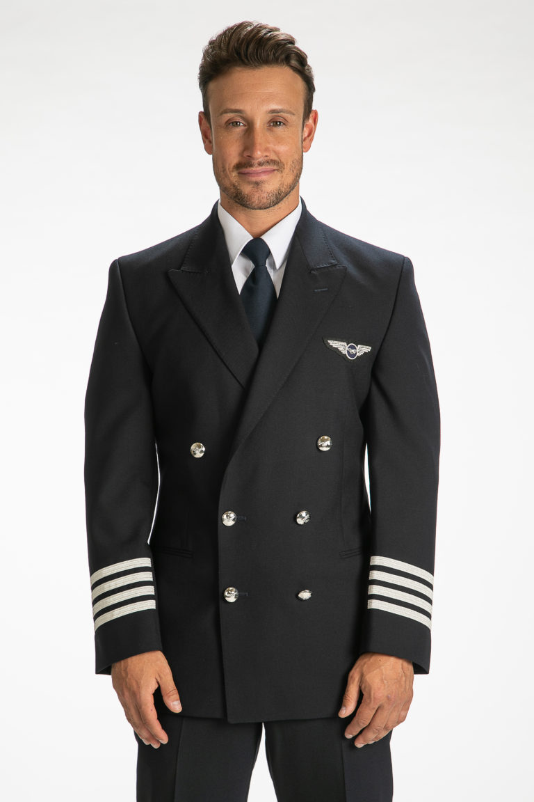 MEN'S PILOT UNIFORM DOUBLE BREASTED JACKET BLACK Armstrong Aviation