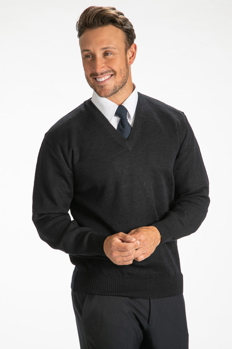 Black v neck pullover on sale